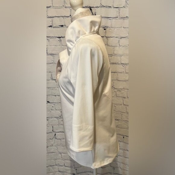 Gretchen Scott White TPRNSL Ruffneck Top Pink Stand Collar Designer Small - Picture 3 of 6